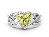 White gold Fancy Yellow Heart Cut Solitaire Intertwined Band Prong Setting Ring