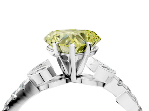 White gold Fancy Yellow Heart Cut Solitaire Leaf-Inspired Diamond Ring with Pavé Band and Four-Prong Setting_28