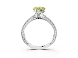 White gold Fancy Yellow Heart Cut Solitaire Milgrain Engraved Band with Four-Prong Setting_15