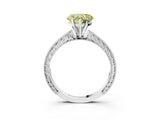 White gold Fancy Yellow Heart Cut Solitaire Milgrain Engraved Band with Four-Prong Setting_3