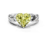 White gold Fancy Yellow Heart Cut Solitaire Milgrain Leaf Band with Prong Setting_12