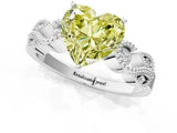 White gold Fancy Yellow Heart Cut Solitaire Milgrain Leaf Band with Prong Setting_13