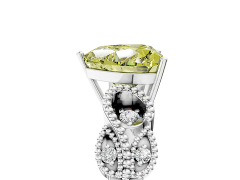 White gold Fancy Yellow Heart Cut Solitaire Milgrain Leaf Band with Prong Setting_17