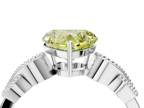 White gold Fancy Yellow Heart Cut Solitaire Milgrain Leaf Band with Prong Setting_4
