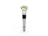 White gold Fancy Yellow Heart Cut Solitaire Princess Side Stone Engraved Band Prong Setting Ring_14