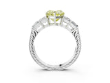 White gold Fancy Yellow Heart Cut Solitaire Princess Side Stone Engraved Band Prong Setting Ring_15