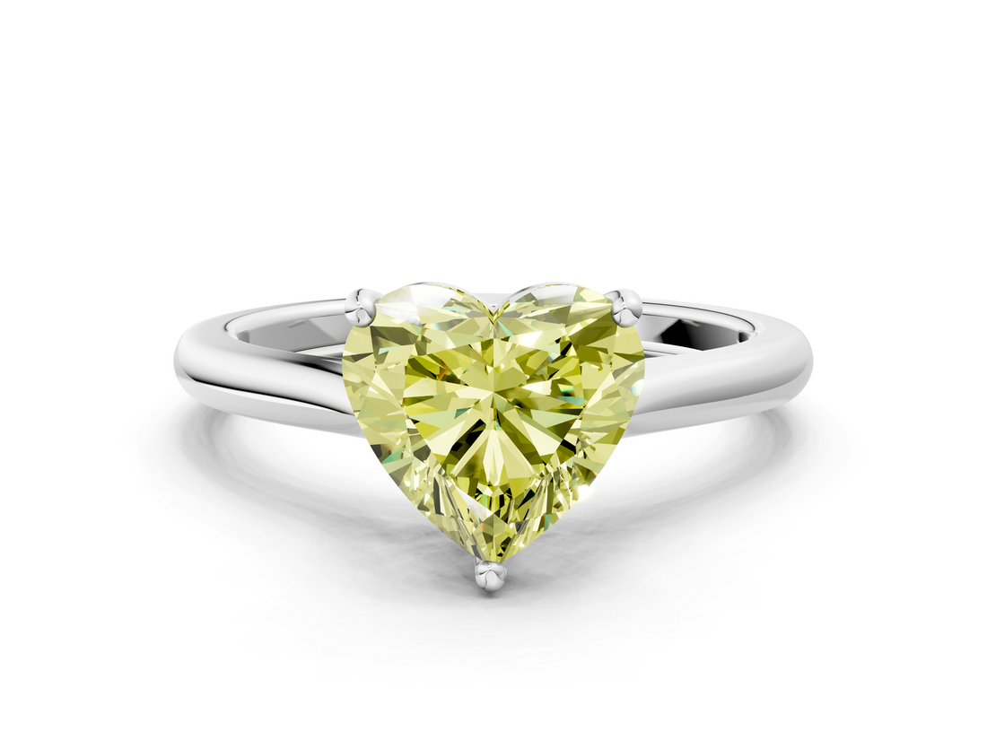 White gold Fancy Yellow Heart  Cut Solitaire Ring with Cathedral Band and Four-Prong Setting_45