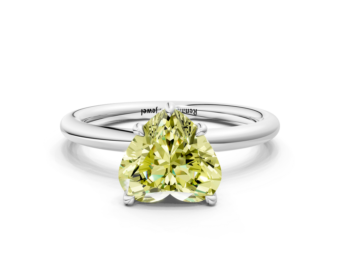 White gold Fancy Yellow Heart  Cut Solitaire Ring with Thin Band and Four-Prong Setting_16