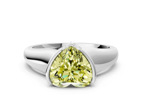 White gold Fancy Yellow Heart Cut Solitaire Tension Set Diamond Ring with Split Shank Band_12