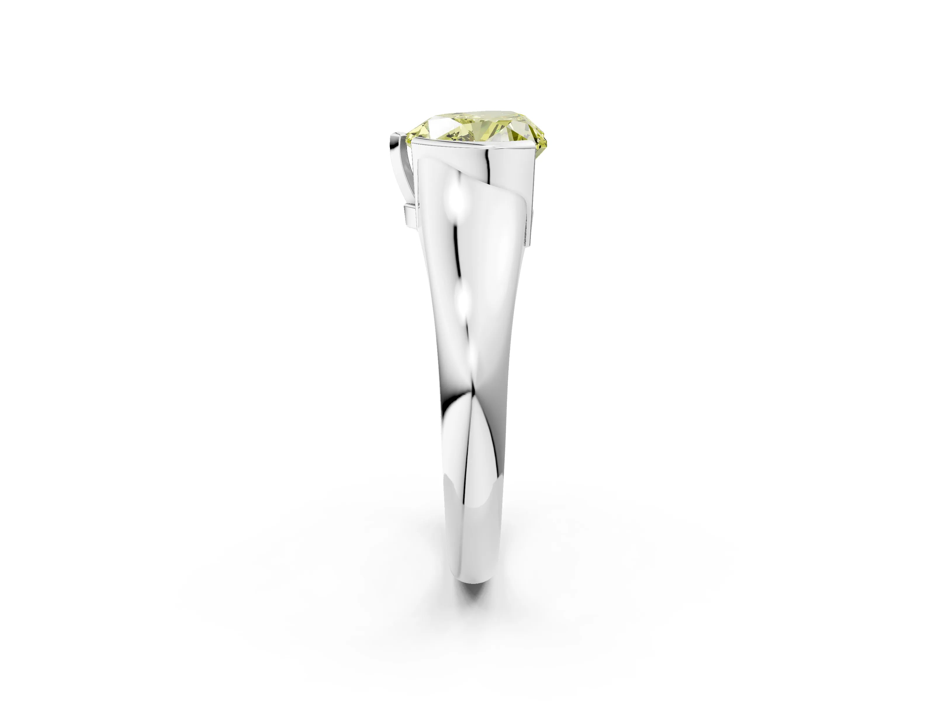 White gold Fancy Yellow Heart Cut Solitaire Tension Set Diamond Ring with Split Shank Band_14
