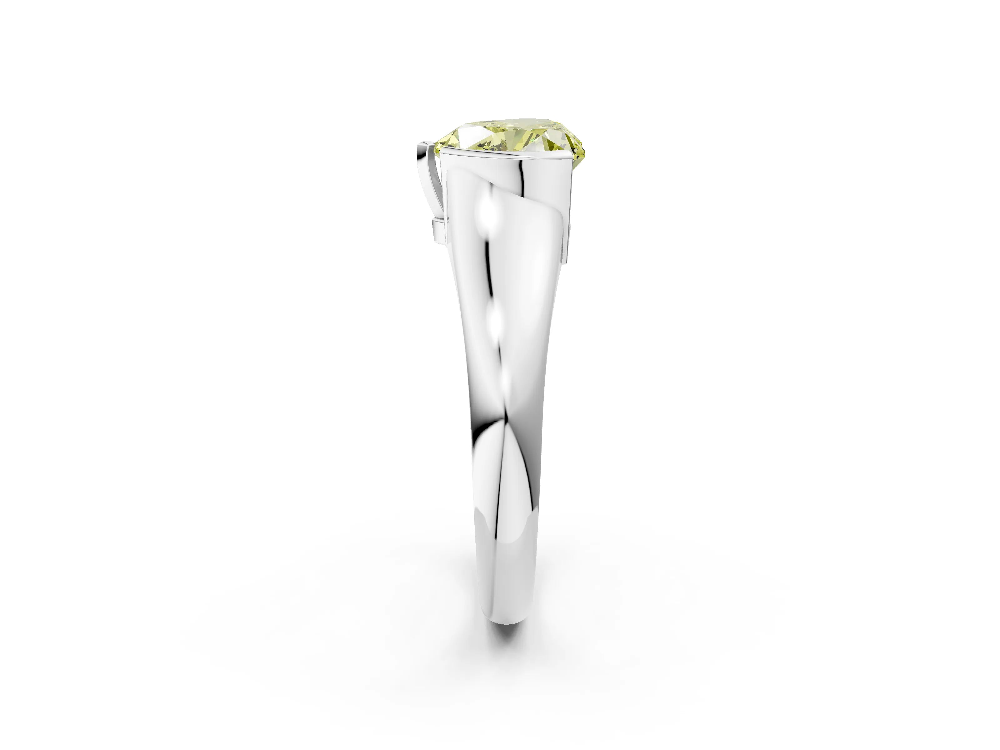 White gold Fancy Yellow Heart Cut Solitaire Tension Set Diamond Ring with Split Shank Band_2