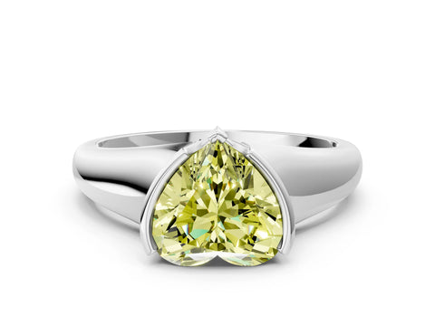 White gold Fancy Yellow Heart Cut Solitaire Tension Set Diamond Ring with Split Shank Band_36