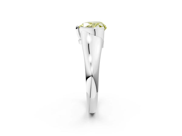 Platinum Fancy Yellow Heart Cut Solitaire Tension Set Diamond Ring with Split Shank Band