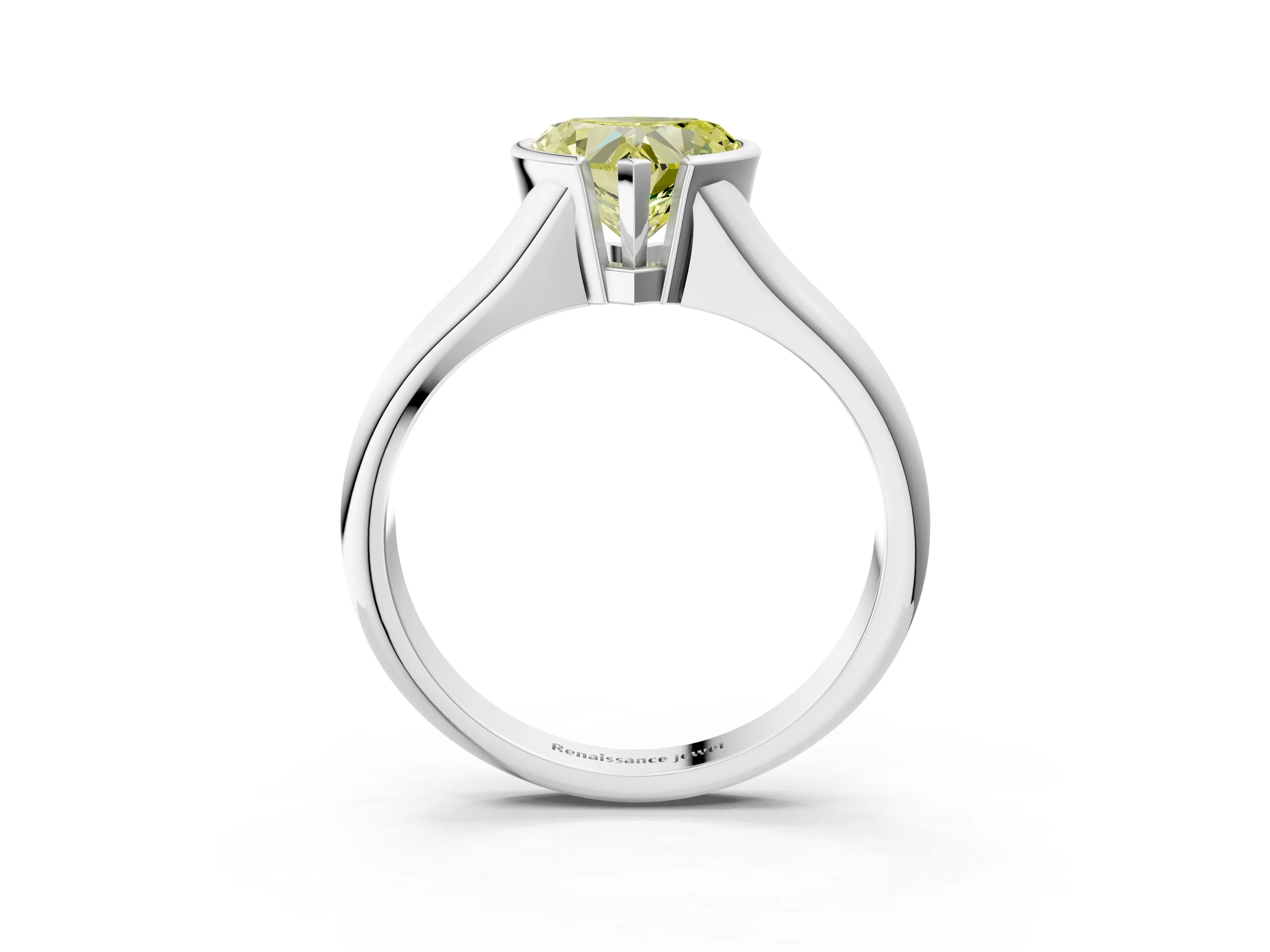 White gold Fancy Yellow Heart Cut Solitaire Tension Set Diamond Ring with Split Shank Band_39