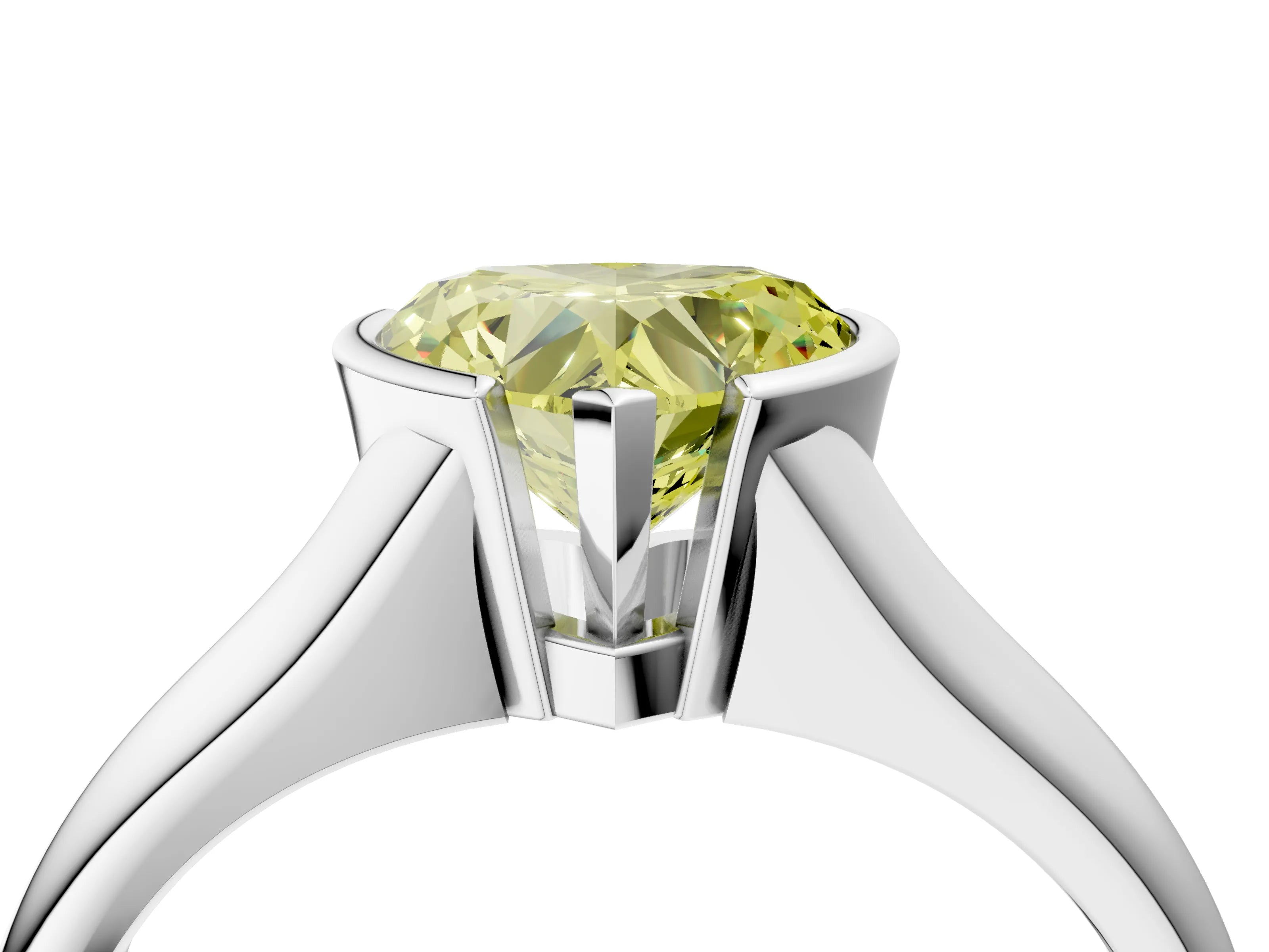 White gold Fancy Yellow Heart Cut Solitaire Tension Set Diamond Ring with Split Shank Band_40