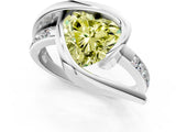 White gold Fancy Yellow Heart Cut Solitaire Tension-Set Diamond Split Shank Ring_1