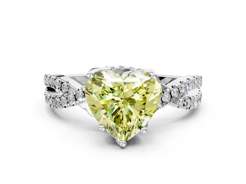 White gold Fancy Yellow Heart Cut Solitaire Twist Pave Diamond Engagement Ring with Prong Setting_12