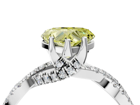 White gold Fancy Yellow Heart Cut Solitaire Twist Pave Diamond Engagement Ring with Prong Setting_16