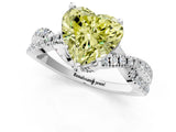 White gold Fancy Yellow Heart Cut Solitaire Twist Pave Diamond Engagement Ring with Prong Setting_1