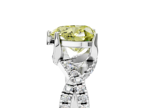 White gold Fancy Yellow Heart Cut Solitaire Twist Pave Diamond Engagement Ring with Prong Setting_5