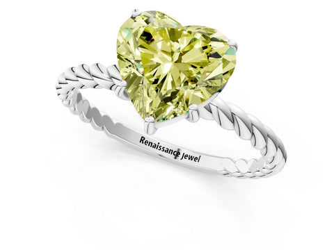 White gold Fancy Yellow Heart Cut Solitaire Twisted Band 4-Prong Ring_31