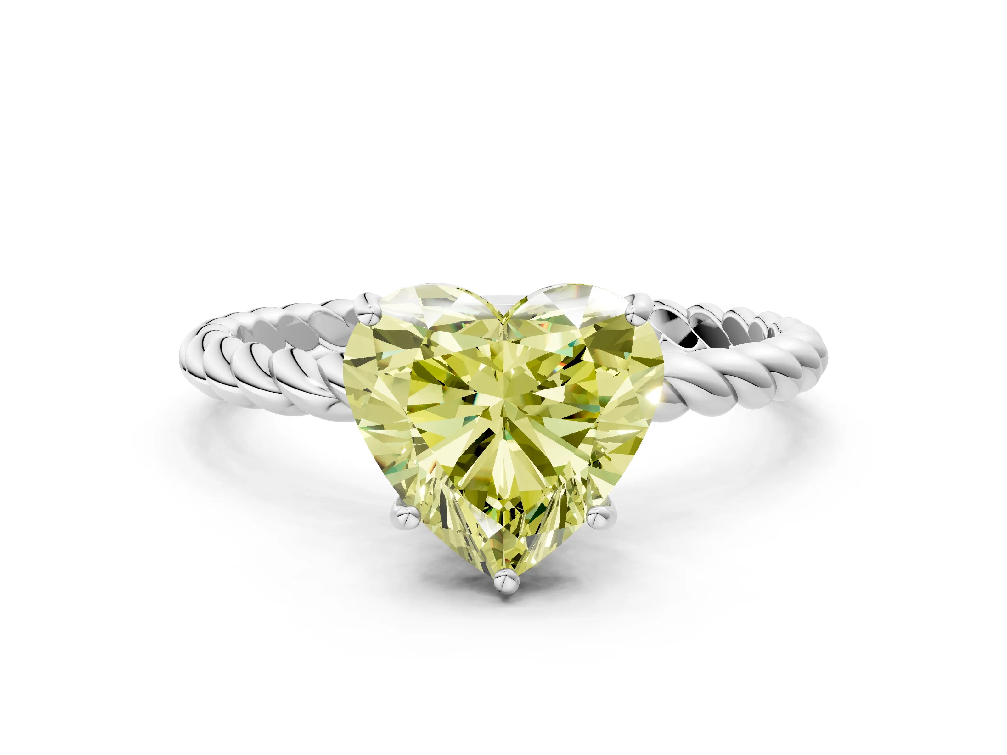 White gold Fancy Yellow Heart Cut Solitaire Twisted Band 4-Prong Ring_45