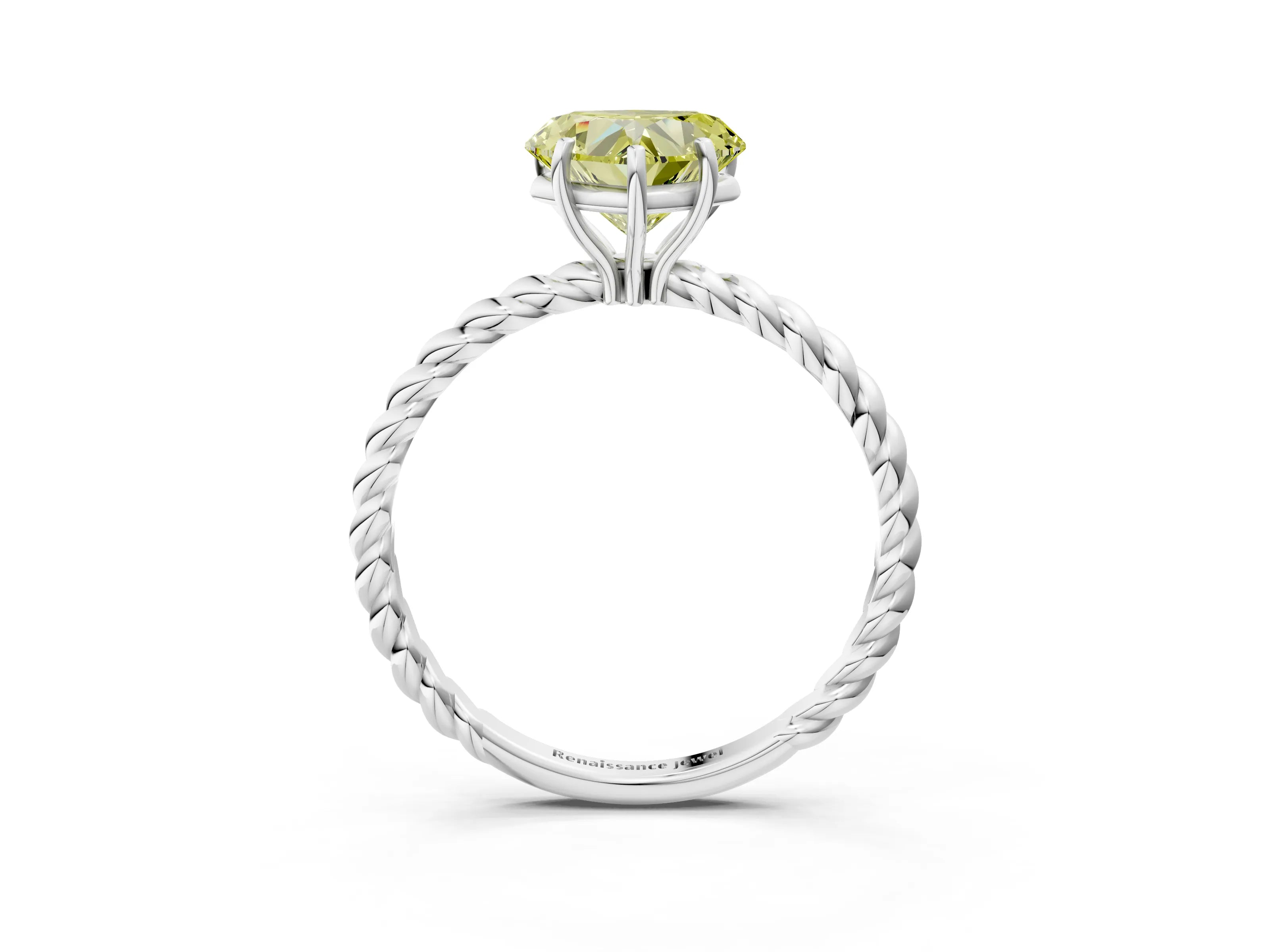 White gold Fancy Yellow Heart Cut Solitaire Twisted Band 4-Prong Ring_48