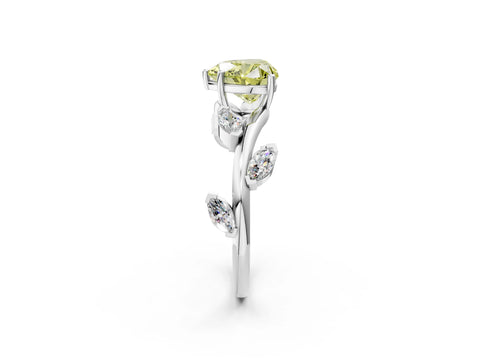 White gold Fancy Yellow Heart Cut Solitaire Twisted Band Marquise Accent Prong Setting Ring_2