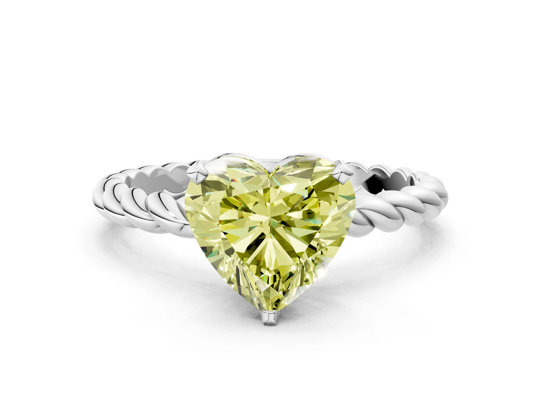 White gold Fancy Yellow Heart  Cut Solitaire Twisted Band with Four-Prong Setting_53