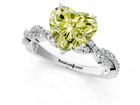 White gold Fancy Yellow Heart Cut Solitaire Twisted Pave Band with Four-Prong Setting_16