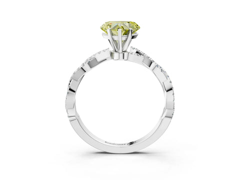 White gold Fancy Yellow Heart Cut Solitaire Twisted Pave Band with Four-Prong Setting_6