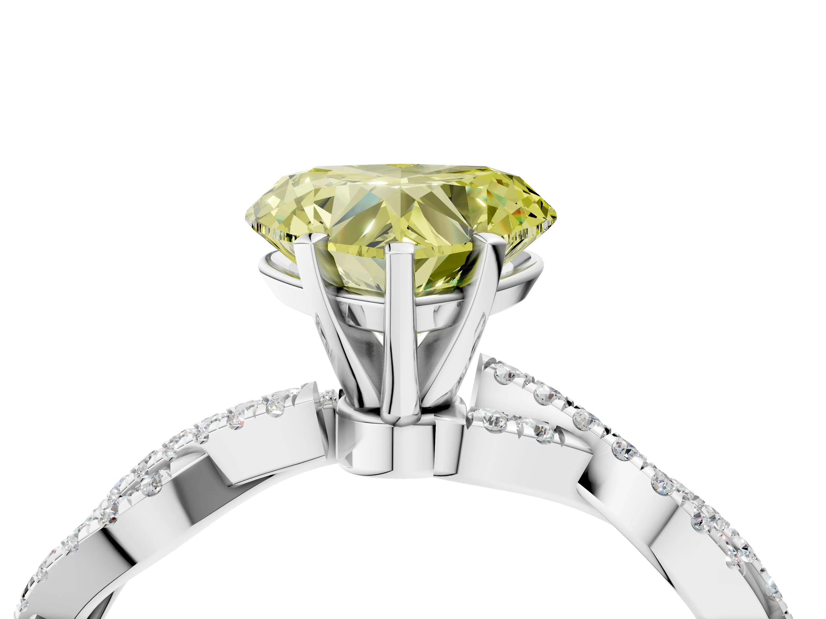White gold Fancy Yellow Heart Cut Solitaire Twisted Pave Band with Four-Prong Setting_7
