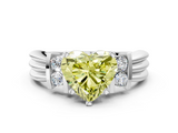 White gold Fancy Yellow Heart  Cut Three-Stone Channel Set Ring with Bar Prongs_24