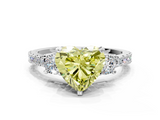 White gold Fancy Yellow Heart  Cut Three-Stone Diamond Pavé Band with Prong Setting_17