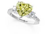 White gold Fancy Yellow Heart  Cut Three-Stone Diamond Pavé Band with Prong Setting_18