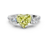 White gold Fancy Yellow Heart  Cut Three-Stone Diamond Pave Band with Prong Setting_37