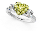White gold Fancy Yellow Heart  Cut Three-Stone Diamond Pave Band with Prong Setting_38