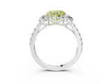 White gold Fancy Yellow Heart  Cut Three-Stone Diamond Pave Band with Prong Setting_40
