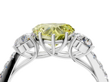 White gold Fancy Yellow Heart  Cut Three-Stone Diamond Pave Band with Prong Setting_41