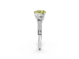 White gold Fancy Yellow Heart Cut Three-Stone Diamond Ring with Pavé Band and Four-Prong Setting_14
