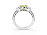White gold Fancy Yellow Heart Cut Three-Stone Diamond Ring with Pavé Band and Four-Prong Setting_15