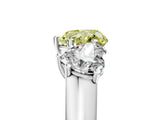 White gold Fancy Yellow Heart Cut Three-Stone Diamond Ring with Prong Setting on a Classic Band_17