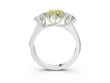 White gold Fancy Yellow Heart Cut Three-Stone Diamond Ring with Prong Setting on a Classic Band_21