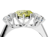 White gold Fancy Yellow Heart Cut Three-Stone Diamond Ring with Prong Setting on a Classic Band_34