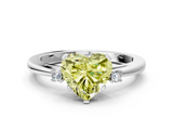 White gold Fancy Yellow Heart  Cut Three-Stone Solitaire Ring with Round Accent Diamonds and Four-Prong Setting_19