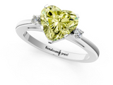 White gold Fancy Yellow Heart  Cut Three-Stone Solitaire Ring with Round Accent Diamonds and Four-Prong Setting_21