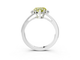 White gold Fancy Yellow Heart  Cut Three-Stone Solitaire Ring with Round Accent Diamonds and Four-Prong Setting_23