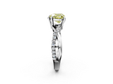 White gold Fancy Yellow Heart  Cut Twist Band Solitaire Diamond Ring with Pavé Setting_5