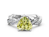 White gold Fancy Yellow Heart  Cut Twisted Pavé Band Solitaire Ring with Four-Prong Setting_55
