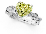 White gold Fancy Yellow Heart  Cut Twisted Pavé Band Solitaire Ring with Four-Prong Setting_56